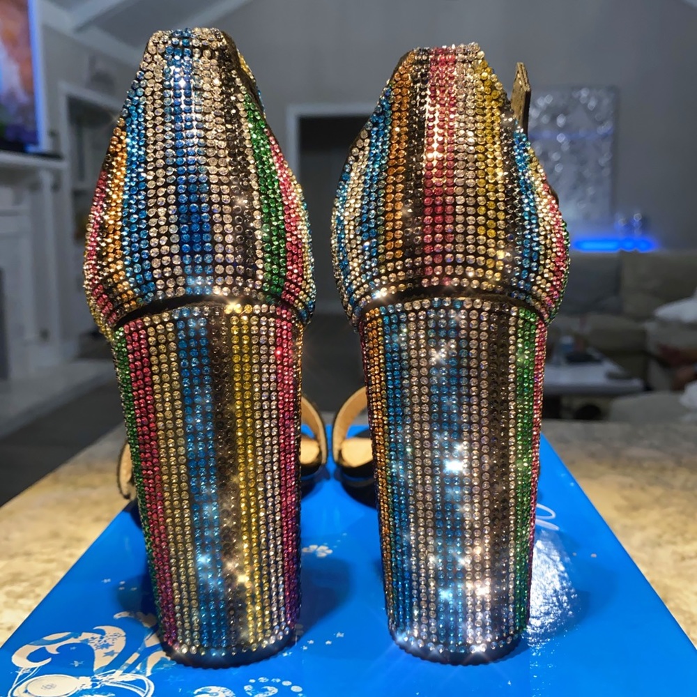 NIB Rhinestone Block Heels